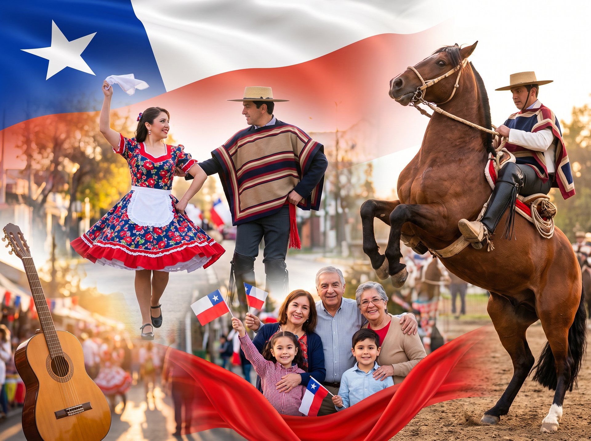 Familias celebrando en Chilenidad en Familia
